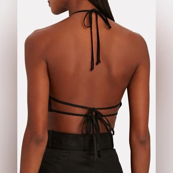 Matthew Bruch Linen Halter Crop Top - Sz XS - Picture 2 of 4